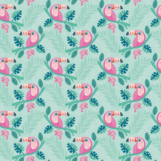 Toucans on Green - Dandelion Jungle - Dashwood Studio Cotton Fabric ✂️ £13 pm