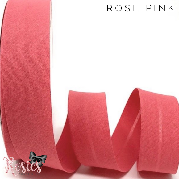 30mm Rose Pink Plain Polycotton Bias Binding - Rosie's Craft Shop Ltd