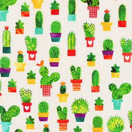 Cactus on White - Chilli Smiles - Robert Kaufman Cotton Fabric ✂️ £13 pm