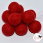 Red 100% Wool Felt Ball
