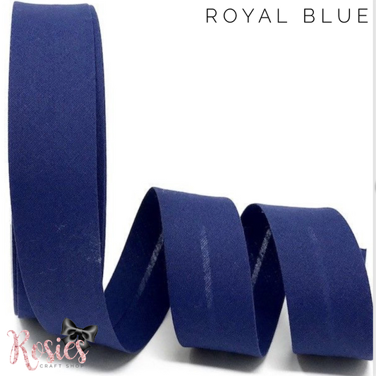 30mm Royal Blue Plain Polycotton Bias Binding - Rosie's Craft Shop Ltd