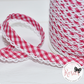 12mm Fuchsia Gingham Pre-Folded Bias Binding with Scallop Lace Edge - Rosie's Craft Shop Ltd