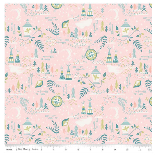 Neverland Lantern in Pink By Riley Blake - 100% Cotton Fabric - Rosie's Craft Shop Ltd