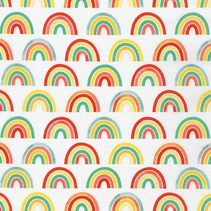 Bright Rainbows White - Bright Days - Robert Kaufman Cotton Fabric ✂️ £13 pm