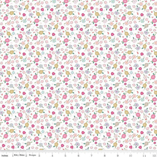 Ivory Pretty Floral - Moments - Riley Blake Cotton Fabric ✂️ £9 pm *SALE*