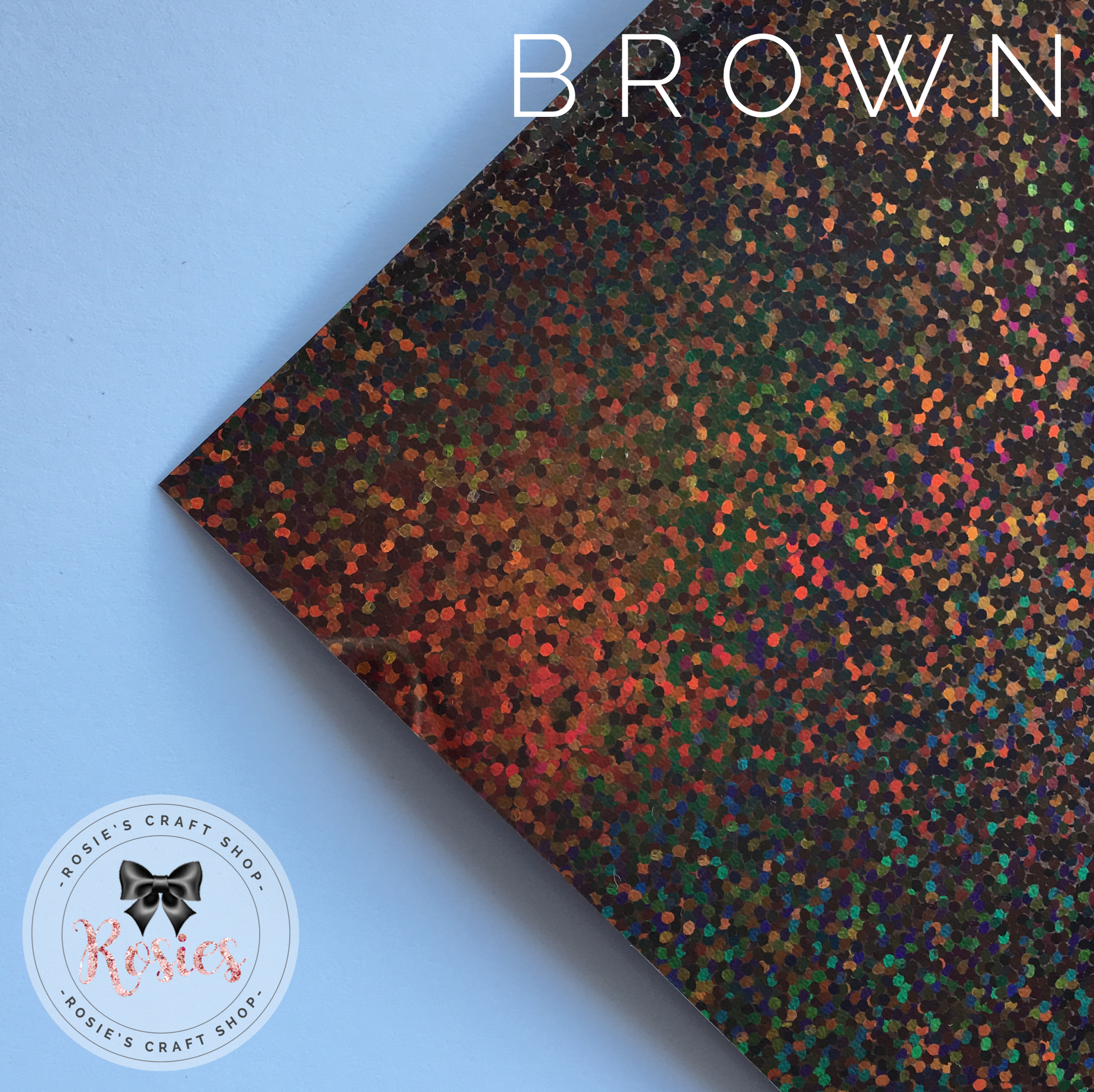 Brown Holographic Sparkle Iron On Vinyl HTV - Rosie's Craft Shop Ltd