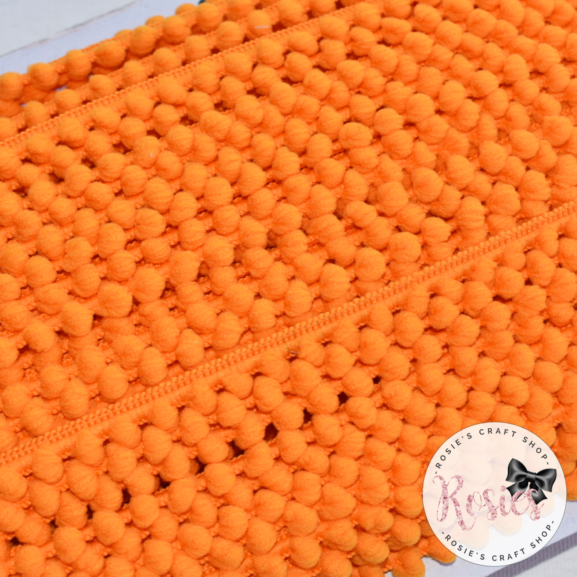 Orange Mini Pom Pom Trim - Rosie's Craft Shop Ltd
