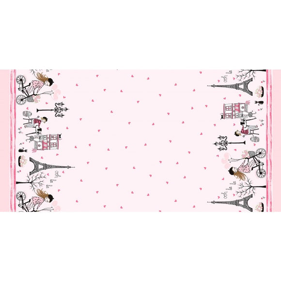 With Love From Paris Double Border - Paris Valentine by Michael Miller Cotton Fabric