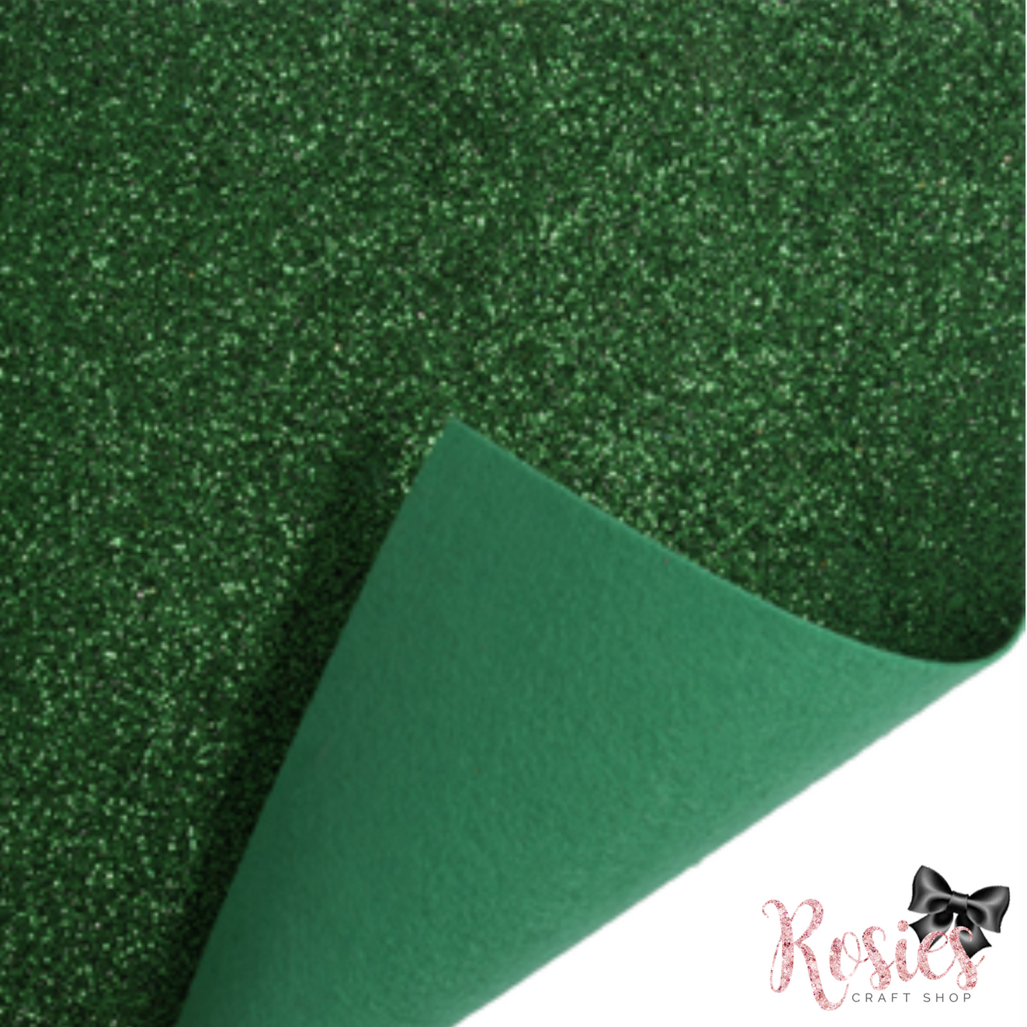 Emerald Green Fine Glitter Acrylic Felt Fabric - Rosie's Craft Shop Ltd