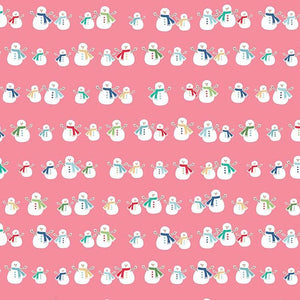 Mini Snowmen Pink - Cozy Christmas by Riley Blake - 100% Cotton Fabric - Rosie's Craft Shop Ltd