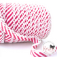 12mm Red Candy Stripe Pre-Folded Bias Binding with Scallop Lace Edge - Rosie's Craft Shop Ltd