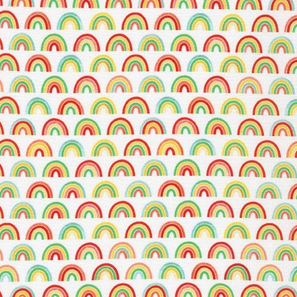 Bright Mini Rainbows White - Bright Days - Robert Kaufman Cotton Fabric  ✂️ £13 pm