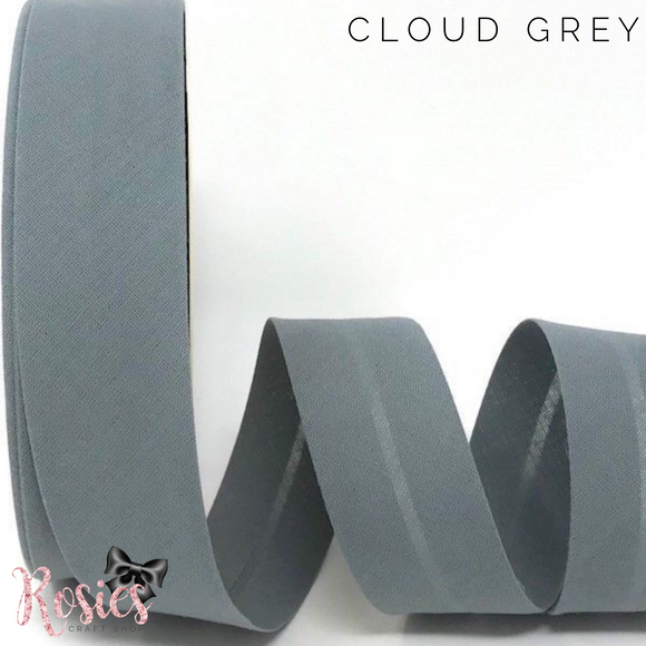 30mm Cloud Grey Plain Polycotton Bias Binding - Rosie's Craft Shop Ltd