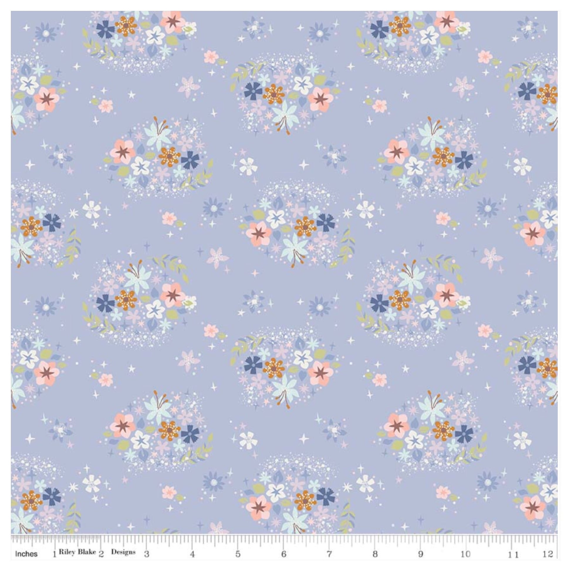 Neverland Star Flower in Periwinkle By Riley Blake - 100% Cotton Fabric - Rosie's Craft Shop Ltd