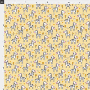 Cute Zebras on Yellow Artisan Fabric Felt - Rosie's Craft Shop Ltd