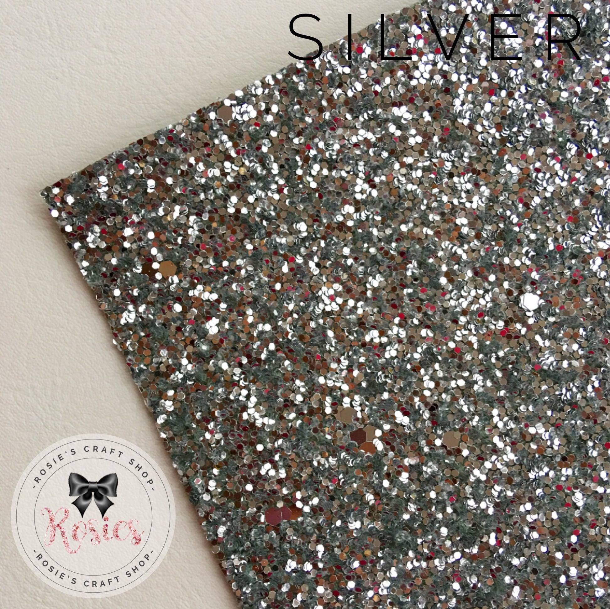 Silver Luxury Chunky Glitter Fabric - Classic Collection - Rosie's Craft Shop Ltd