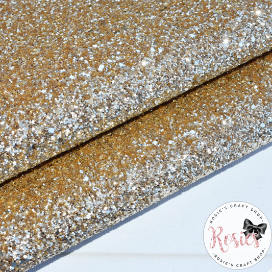 Light Gold Chunky Glitter Fabric - Luxury Core Collection - Rosie's Craft Shop Ltd