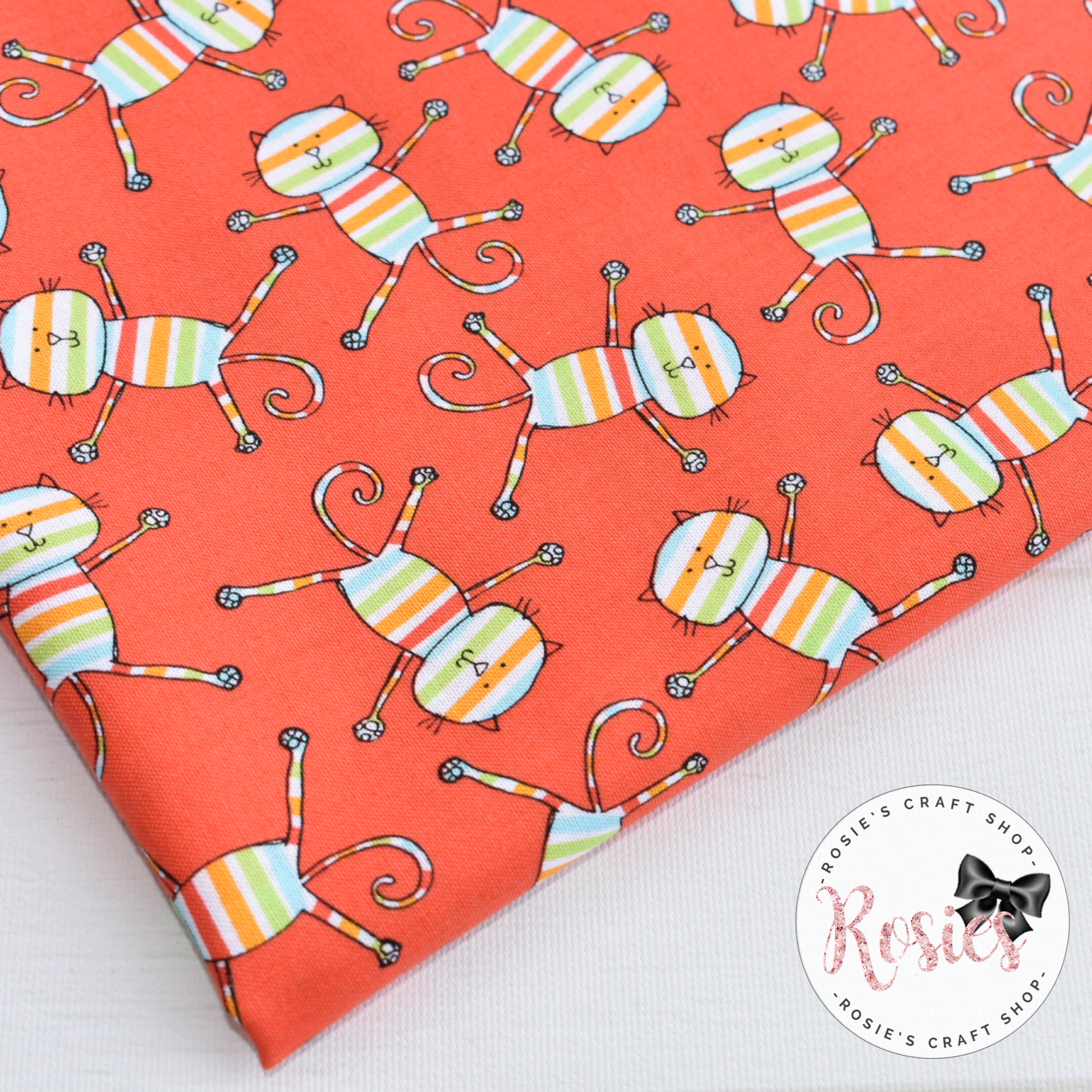 Rainbow Cats Designer Fabric Felt - Rosie's Craft Shop Ltd