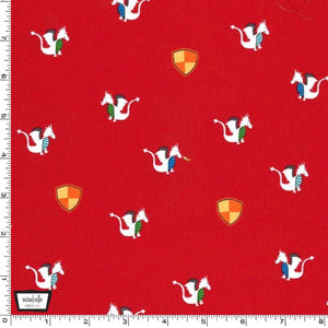 Red Dragons and Shields by Michael Miller - 100% Cotton Fabric - Rosie's Craft Shop Ltd