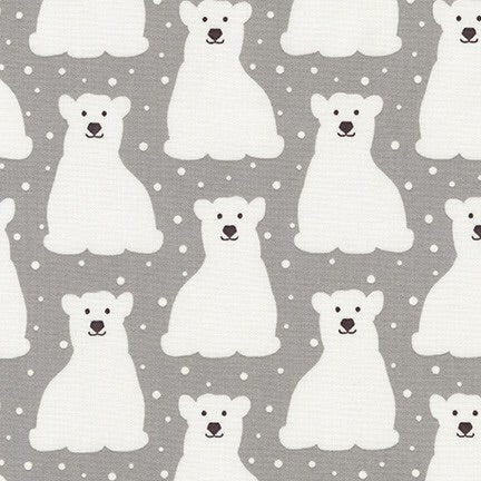 Polar Bear in Grey - Arctic by Robert Kaufman 100% Cotton Fabric - Rosie's Craft Shop Ltd