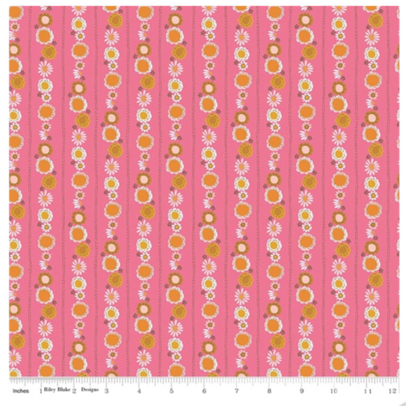 Hot Pink Guinevere Daisy Chain - Guinevere by Riley Blake - 100% Cotton Fabric - Rosie's Craft Shop Ltd
