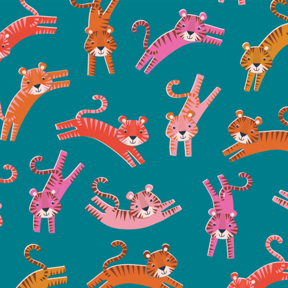 Tigers on Blue - Dandelion Jungle - Dashwood Studio Cotton Fabric ✂️