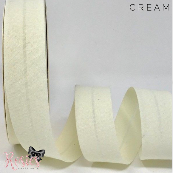 30mm Cream Plain Polycotton Bias Binding - Rosie's Craft Shop Ltd