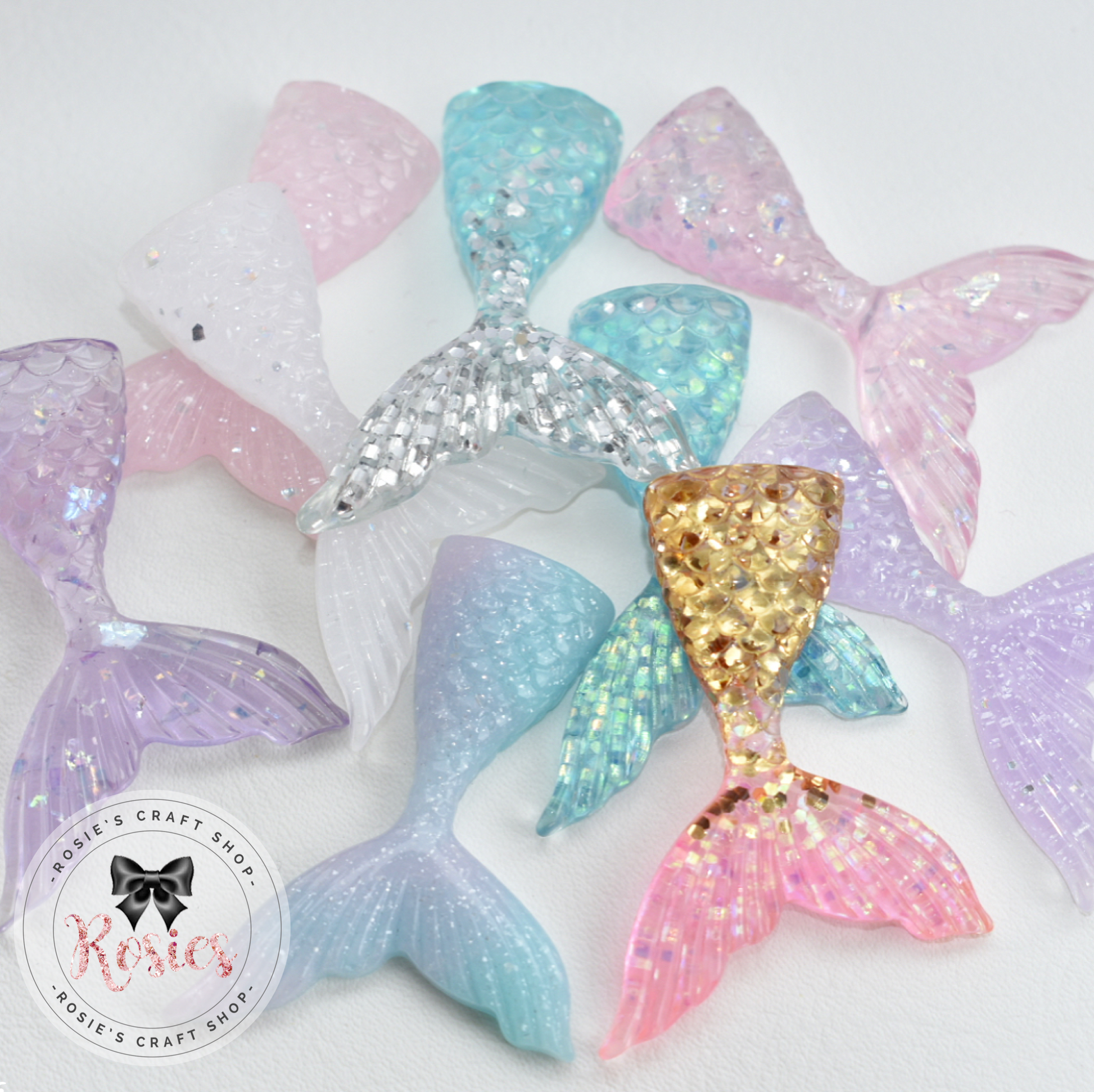 Mermaid Tail Flatbacked Resin Embellishments - Rosie's Craft Shop Ltd