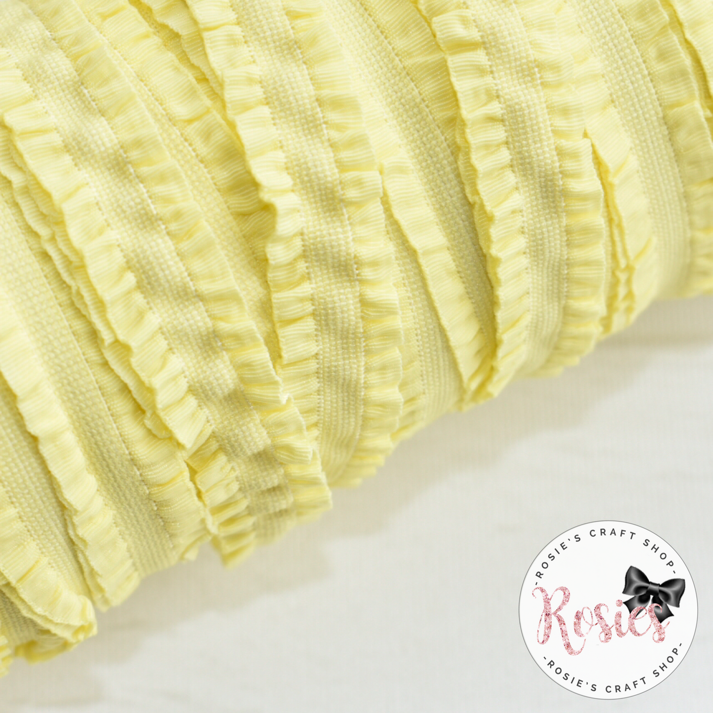 15mm 640 Lemon Ruffled Frilly Headband Elastic - Rosie's Craft Shop Ltd
