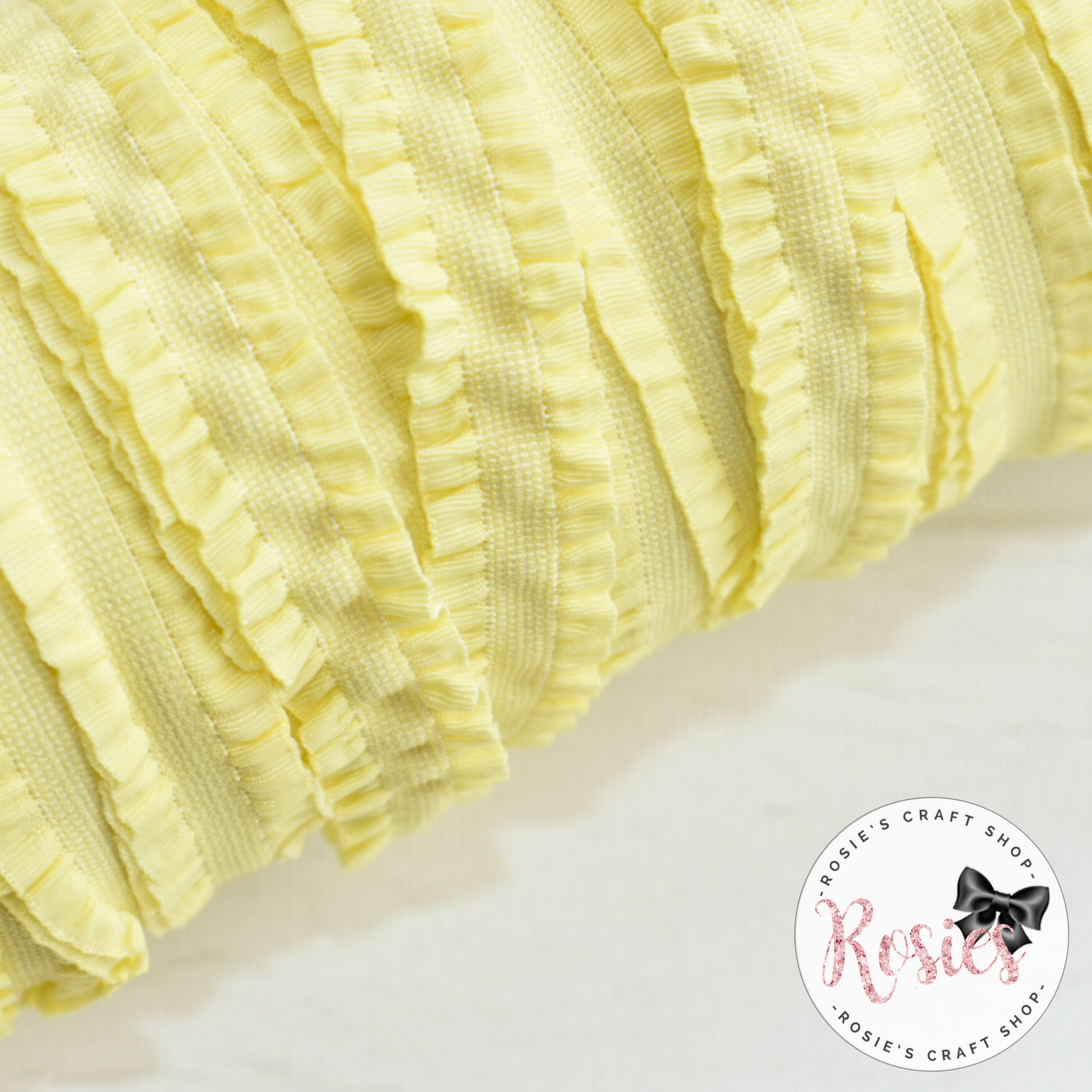 15mm 640 Lemon Ruffled Frilly Headband Elastic - Rosie's Craft Shop Ltd