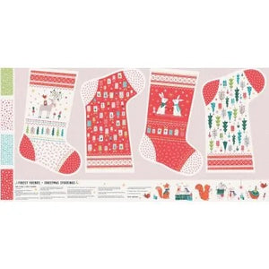 Christmas Stocking Panel with Metallic - Forest Friends - Dashwood Studios Cotton Fabric ✂️