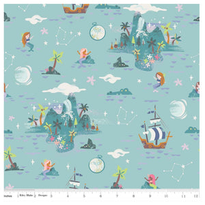 Neverland Island in Mint By Riley Blake - 100% Cotton Fabric - Rosie's Craft Shop Ltd