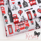 London Bus Beefeater Themed Print Polycotton Fabric ✂️ £2 pm *SALE*
