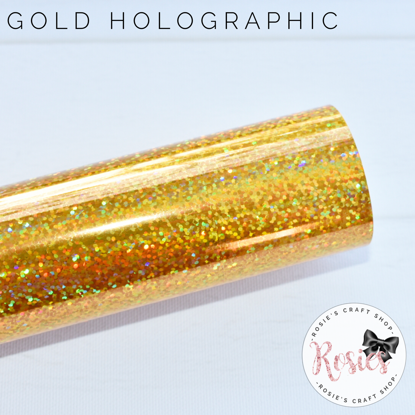Gold Holographic Sparkle Iron On Vinyl HTV - Rosie's Craft Shop Ltd