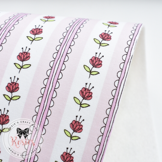 White & Pink Flowers Clover Blossom Designer Fabric Felt - Rosie's Craft Shop Ltd
