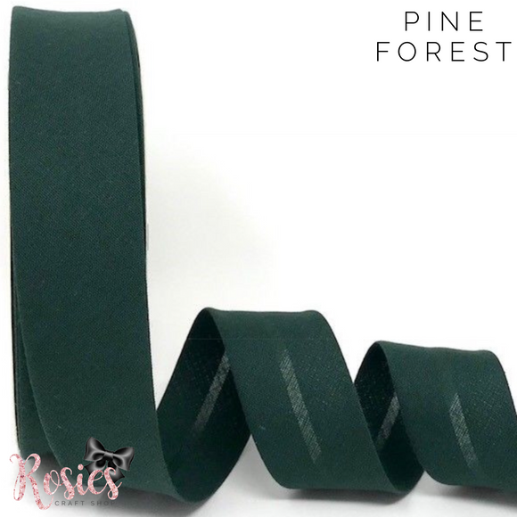30mm Pine Forest Plain Polycotton Bias Binding - Rosie's Craft Shop Ltd