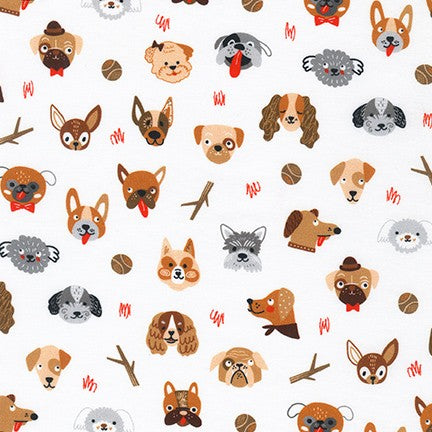Puppy Dog Faces - Whiskers and Tails - Robert Kaufman Cotton Fabric ✂️ 13 pm