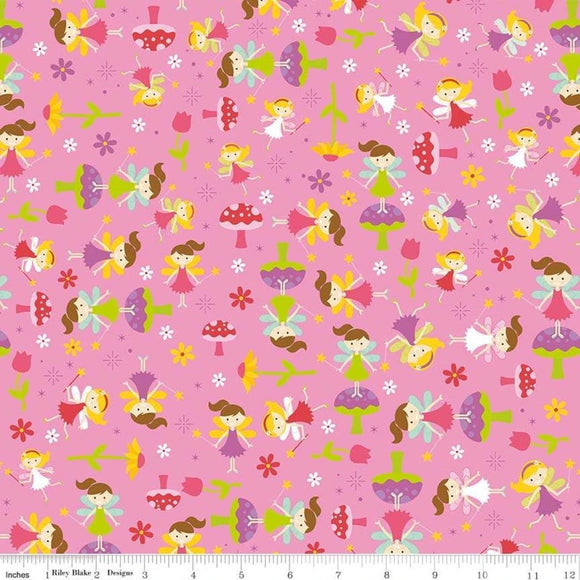 *SALE* Fairy Flower Pink - Fairy Garden - Riley Blake Cotton Fabric