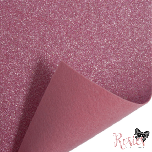Pink Fine Glitter Acrylic Felt Fabric - Rosie's Craft Shop Ltd