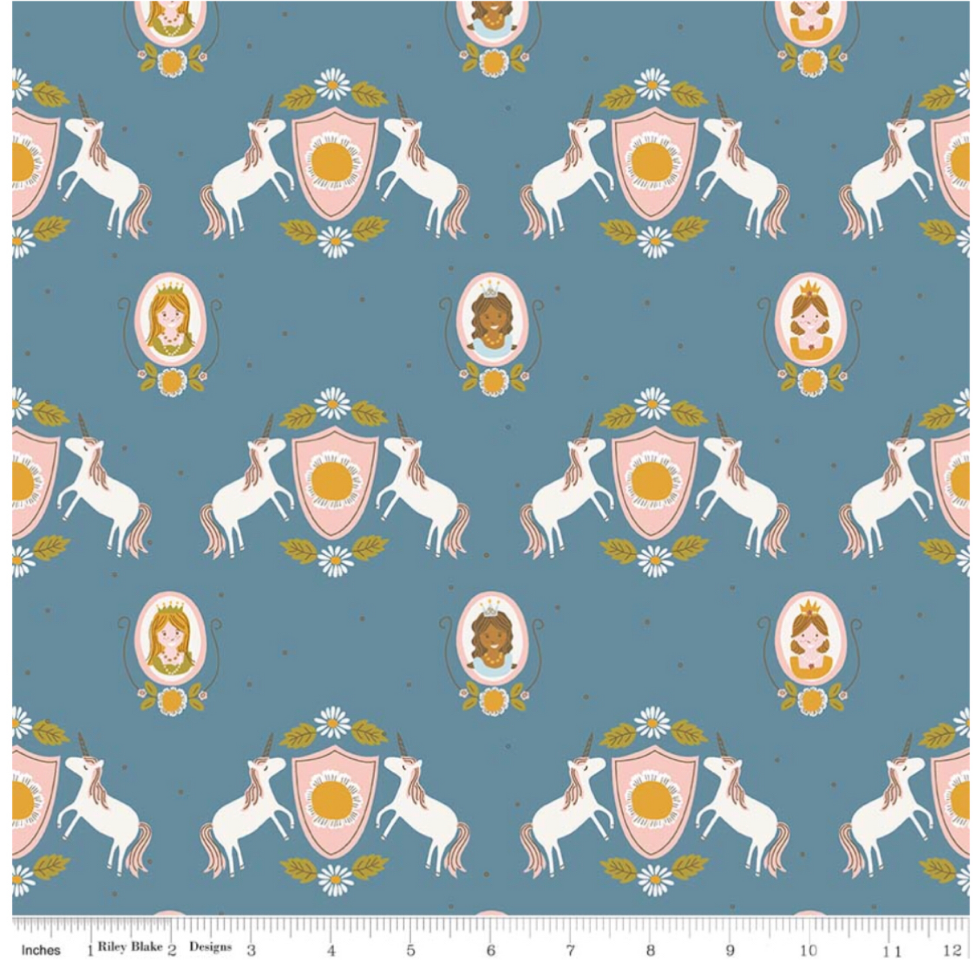 Dark Blue Guinevere Main Unicorns - Guinevere by Riley Blake - 100% Cotton Fabric - Rosie's Craft Shop Ltd