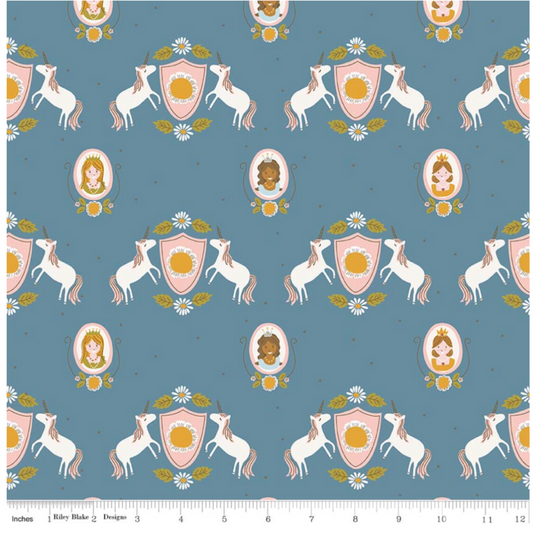 Dark Blue Guinevere Main Unicorns - Guinevere by Riley Blake - 100% Cotton Fabric - Rosie's Craft Shop Ltd