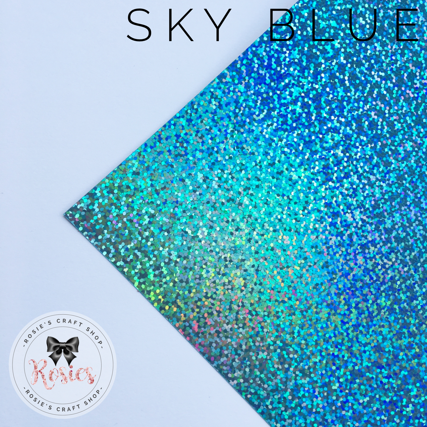 Sky Blue Holographic Sparkle Iron On Vinyl HTV - Rosie's Craft Shop Ltd
