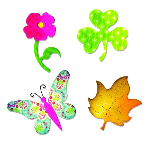 Sizzix Shapes Butterfly, Flower, Leaf & Shamrock Die Bigz A10600 - Rosie's Craft Shop Ltd