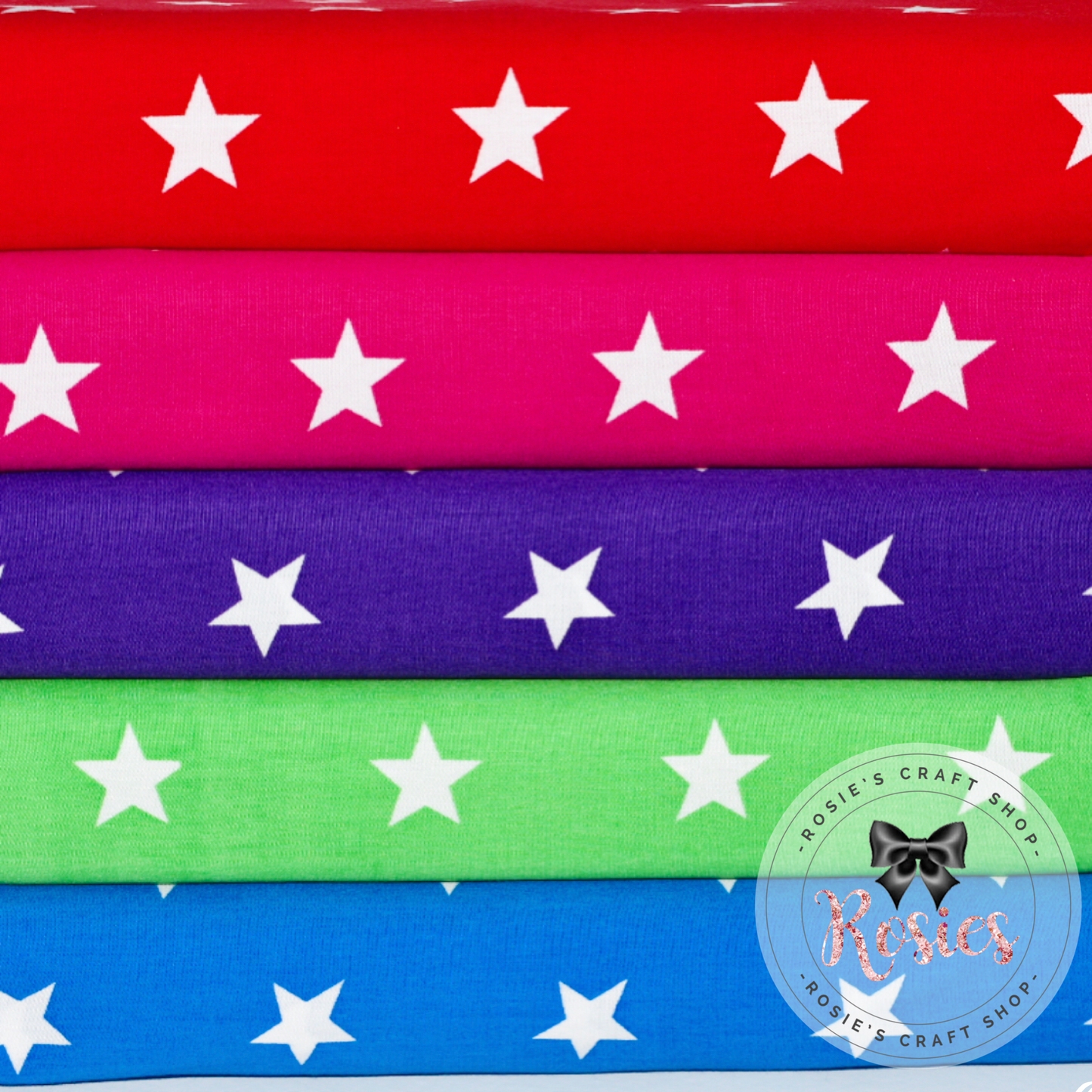 Chunky Stars 100% Cotton Poplin Fabric - Rosie's Craft Shop Ltd