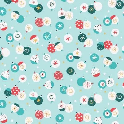 Baubles on Blue with Metallic - Forest Friends - Dashwood Studios Cotton Fabric ✂️ £9 pm *SALE*