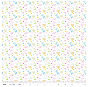 White Bows and Shoes - Ballerina Bows by Riley Blake - 100% Cotton Fabric - Rosie's Craft Shop Ltd