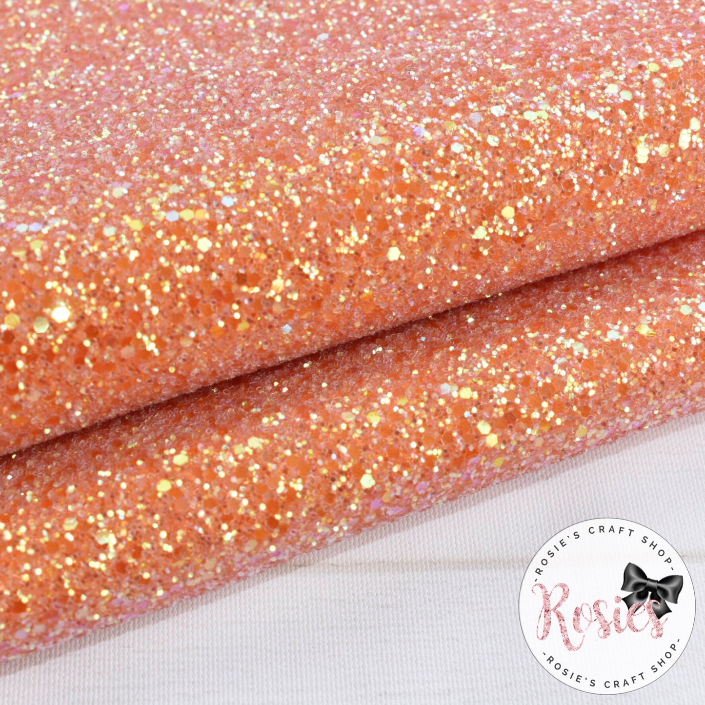 Juicy Orange Frosted Chunky Glitter Fabric - Luxury Core Collection - Rosie's Craft Shop Ltd