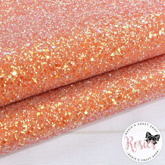 Juicy Orange Frosted Chunky Glitter Fabric - Luxury Core Collection - Rosie's Craft Shop Ltd