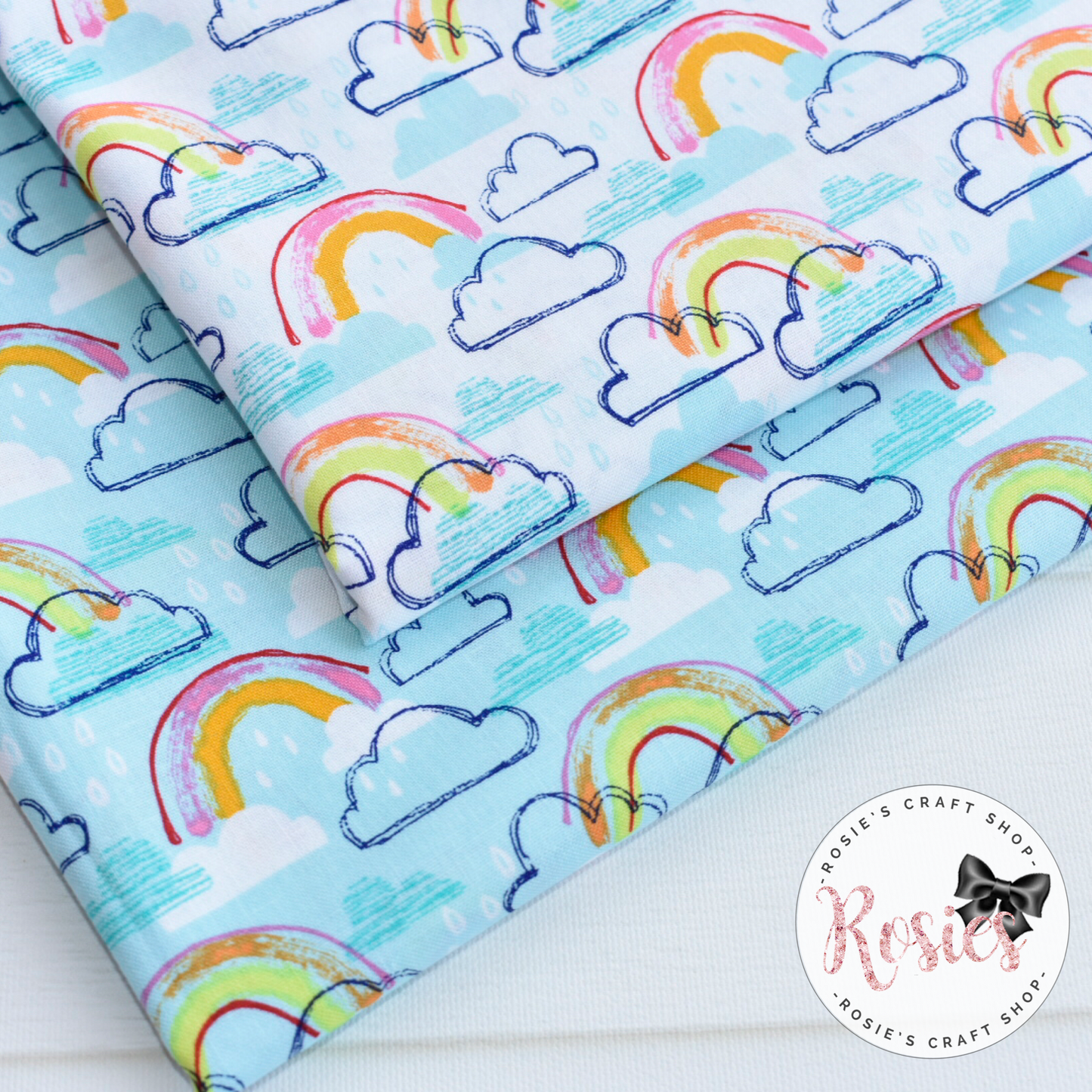 Turquoise Rainbow Jubilee - Rainbow Kids by Michael Miller 100% Cotton Fabric - Rosie's Craft Shop Ltd