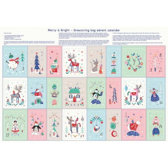 Merry And Bright Advent Calendar Panel Cotton Fabric by Dashwood Studios ✂️